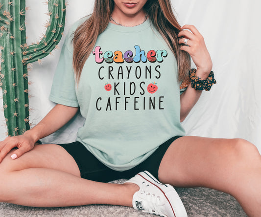 Teacher Crayons Kids Caffeine T-shirt